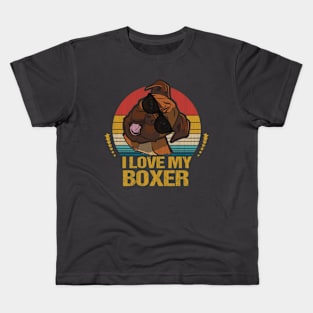 I Love My Boxer Dog Funny Kids T-Shirt